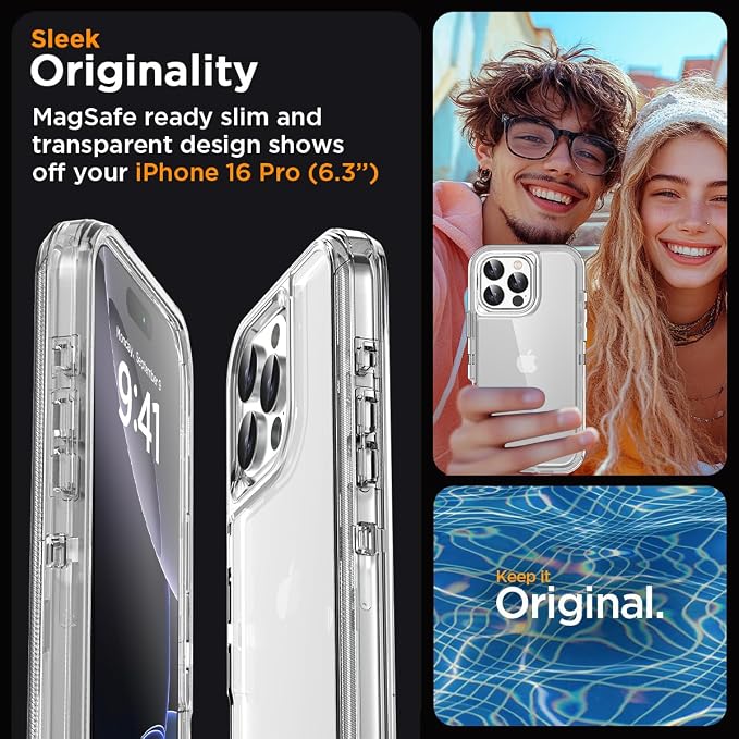 AICase for iPhone 16 Pro Case Clear 3 in 1 Heavy Duty Drop Protection Full Body Rugged Shockproof/Dust Proof 3-Layer Military Protective Tough Durable Cover for iPhone 16 Pro 6.3"_5