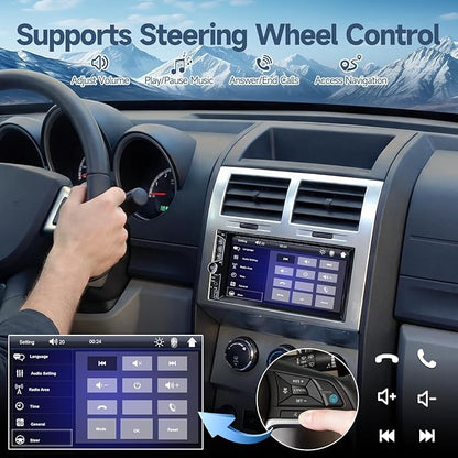 Leadfan 7inch Car Stereo Double Din Radio Touchscreen with Backup Camera Multimedia Car Audio Support Mirror Link, Bluetooth Caller ID, FM/MP3/MP4/USB/Subwoofer,Aux Input Car Audio Receivers