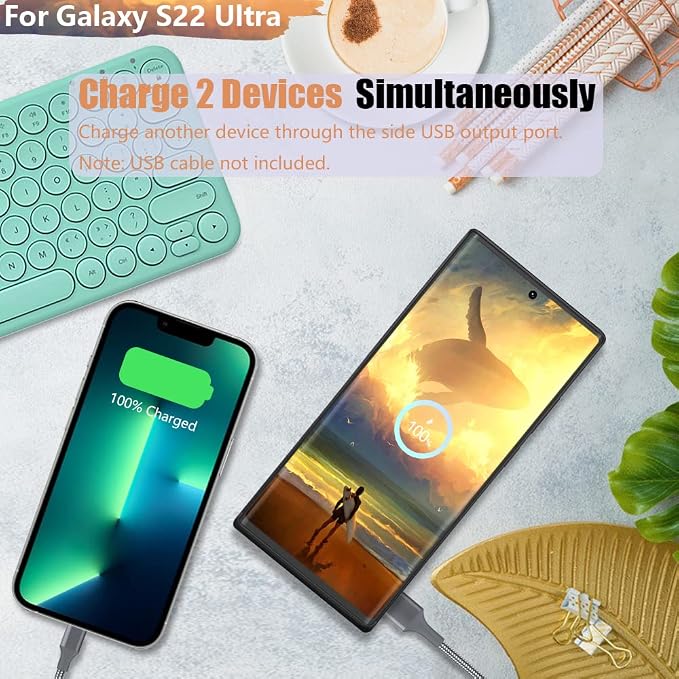 [Upgraded] Battery Case for Samsung Galaxy S22 Ultra, 5000mAh Rechargeable Extended Battery Charging Charger Case, Add 100% Extra Juice, Not Compatible with S22 or S22+ (6.8 inch) Black