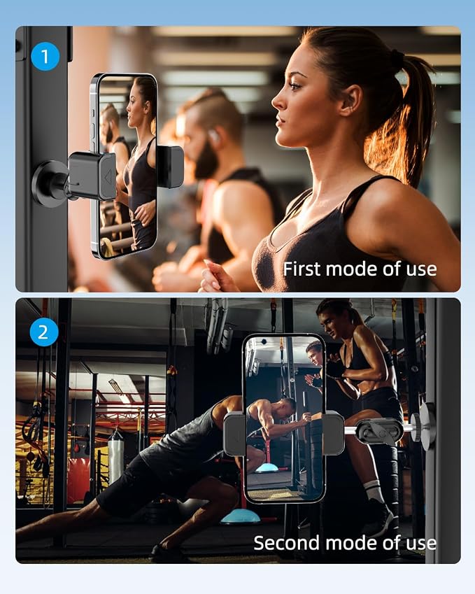 Gym Magnetic Phone Holder, 360°Adjustable, Magnetic Phone Holder Mount for Gym, Portable Gym Accessories, Workout Gift for Men and Women, Compatible with iPhone 16 15 14 13 Pro Max