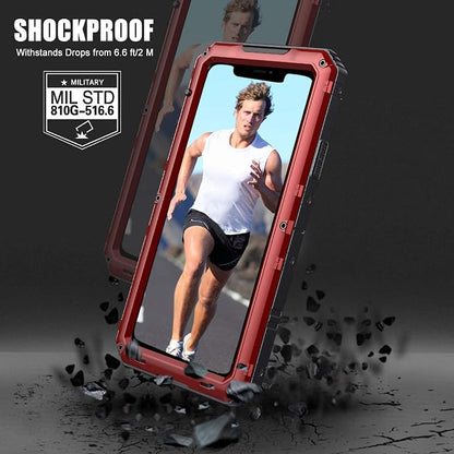 Mitywah Waterproof Case for iPhone 11 Pro Max, Heavy Duty Military Grade Shockproof Cover Built-in Screen Protection, Rugged Thick Full Body Protect Metal Case for iPhone 11 Pro Max, Red