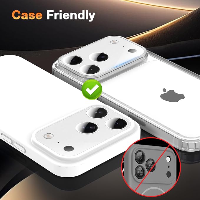 YWXTW [0 Bubbles for iPhone 17 Pro Camera Lens Protector, Full Coverage Tempered Glass Lens Screen Protector for iPhone 17 Pro Accessories, Case Friendly, HD Clear, 3 Pack (Silver)