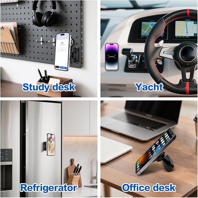 NOKINS Magnetic Golf Cart Phone Holder Fits EZGO, Club Car, Yamaha, Compatible with iPhone 16/15/14/13/12 Series, 360° Rotation, Strong Magnet, Golf Cart Accessories for Men&Women - Golf Gifts