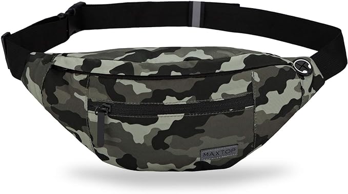 MAXTOP Large Crossbody Fanny Pack with 4-Zipper Pockets,Gifts for Enjoy Sports Festival Workout Traveling Running Casual Hands-Free Wallets Waist Pack Phone Bag Carrying All Phones