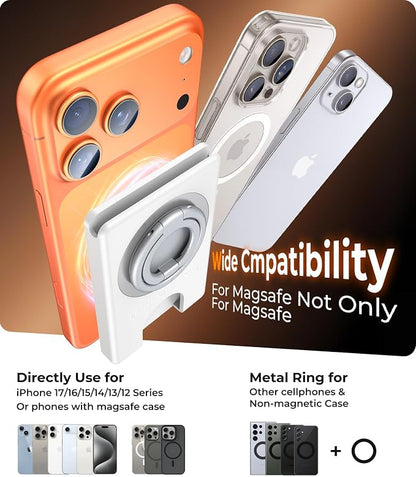 Compatible with Magsafe Wallet 3 Cards Holder [20X Strong Magnet] Magnetic Phone Grips Stand Mount Dual Ring 360° Rotation Desk Cellphone Fits for iPhone 17/16/15/14/13/12 Pro Max