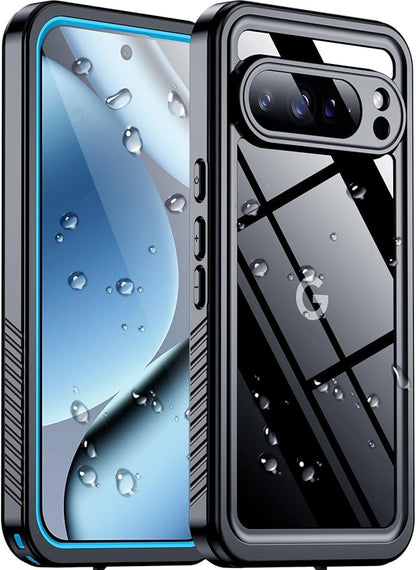 SPIDERCASE for Google Pixel 10 Pro Case Waterproof, [12FT Military-Grade Shockproof] IP68 Underwater [Anti-Peeping Screen Protector] Full Body Sealed Protection Anti-Scratched Phone Case, Light Blue