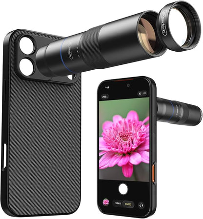 MIAO LAB HD 10X Telephoto Lens & 200mm Macro Lens, 2-in-1 Aluminum Phone Camera Lens Kit with 17mm Lens Thread Interface Mobile Phone case. Phone Lens Attachment Fit for iPhone 17 Pro Max