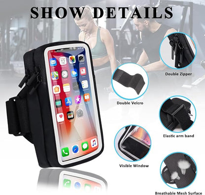 Phone Holder for Running Armband Cell Phone Holder iPhone 17 16 16e 15 14 13 12 11 Pro Max Xs Xr X Plus Mini Samsung Galaxy Ultra S26, Sports Arm Bands Sleeve Fit Workout Exercise Gym Hiking
