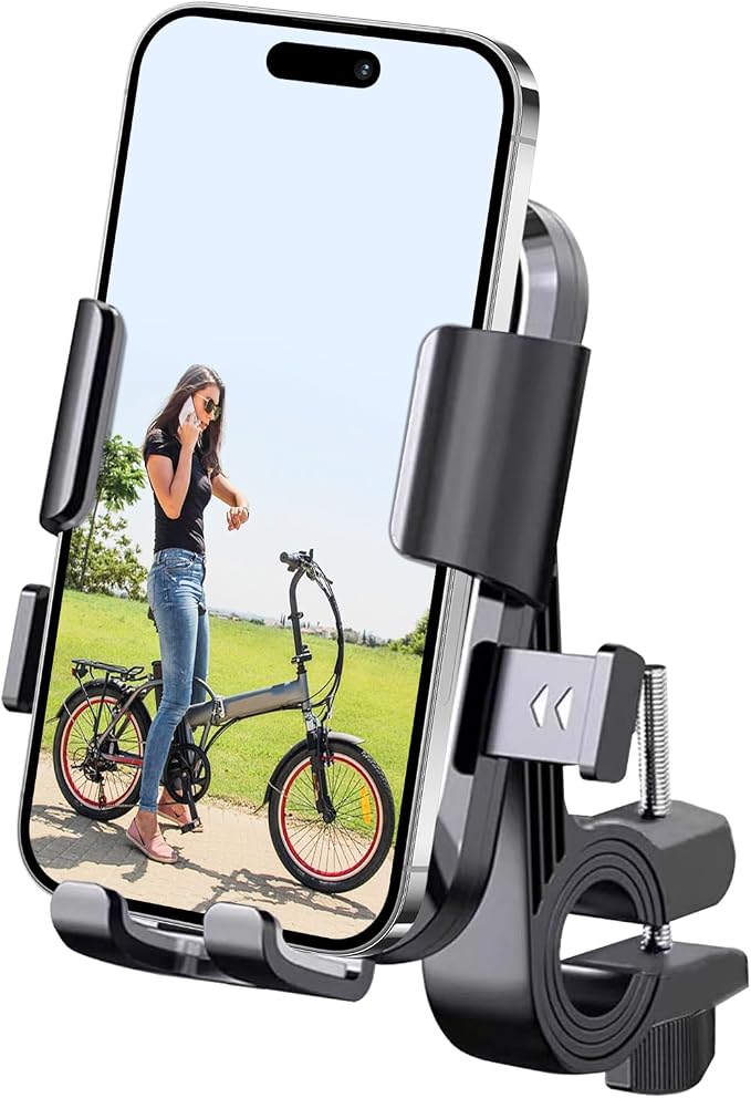 LELEKUAI Bike Phone Mount for Motorcycle & Ebike – Anti-Shake Handlebar Phone Holder, Universal Cell Phone Mount, Easy Install, Fits iPhone & Android