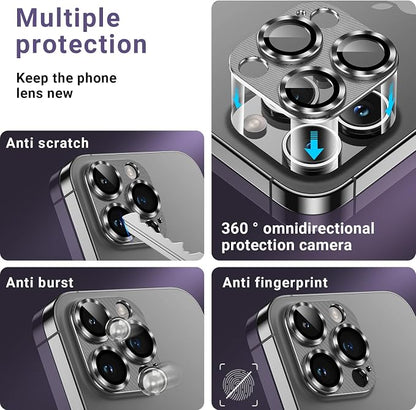 Korecase [2 Pack] Camera Lens Protector for iPhone 15 Pro Max & iPhone 15 Pro, Metal Tempered Glass Camera Cover, Strong Adhesion, 9H Hardness Anti-Scratch Camera Rear Lens Protector -Blue