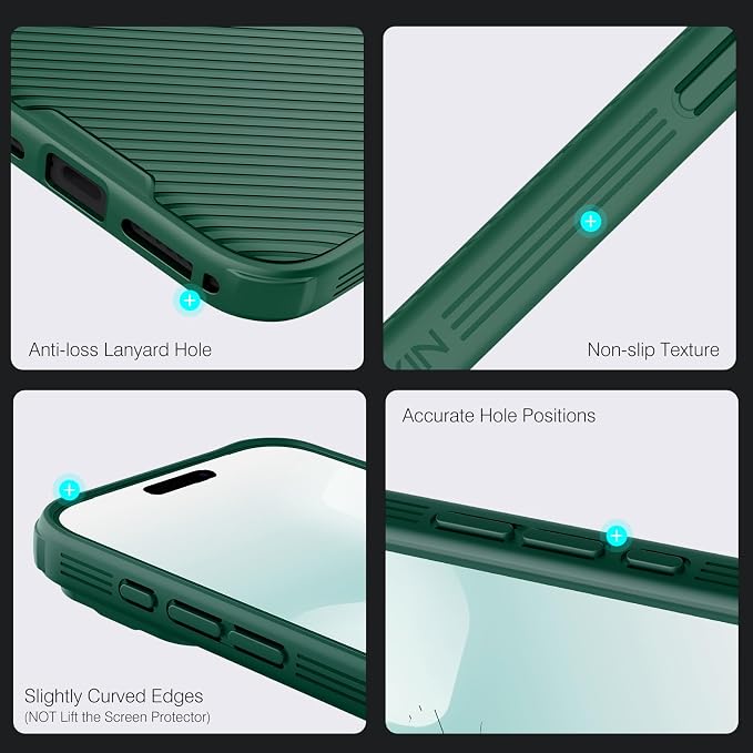 Nillkin Camshield Case for iPhone 17 Pro Max Case, [Built-in Dual Camera Cover][Slim Profile] [Military Grade Drop Protection] Shockproof Bumper Phone Case 6.9 inch 2025 Green