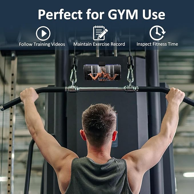 Magnetic Gym Phone Holder 360°Adjustable Magnetic Phone Holder Gym Magnet Phone Mount for Gym Compatible with 4.7-6.5" Smartphones