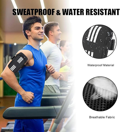 Phone Holder for Running Armband Cell Phone Holder iPhone 17 16 15 14 13 12 11 Pro Max Xs 16e Xr X Plus Galaxy Ultra Note Carrier Bag,Gym Workout Exercise Sports Arm Bands Sleeve Pouch Black