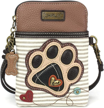 CHALA Dog Collection Cell Phone Crossbody Purse-Women PU Leather/Canvas Multicolor Handbag with Adjustable Strap