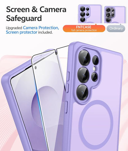 FNTCASE for Samsung Galaxy S25 Ultra Case, Compatible with Magsafe | Screen Protector, Full Camera Protection, Translucent Matte, 14FT Military Grade Drop Proof, Protective Phone Cover