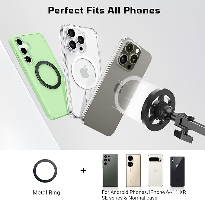 Floor Magnetic Phone Holder for Bed Laying Down, Adjustable Bedside Phone Stand for iPhone Magsafe, Headboard Cell Phone Mount for Reading