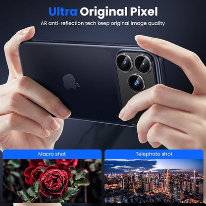 WSKEN for iPhone 17 Pro Camera Lens Protector, [Military Grade Shatterproof] [Strong Adhesion] Metal Aluminum Alloy Tempered Glass Camera Screen Protector, Black