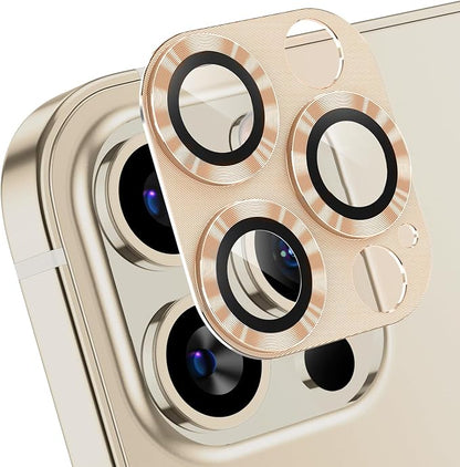 AFARER [2 Pack for iPhone 12 Pro Max Camera Lens Protector, Ultra HD Camera Lens Cover, Metal Tempered Glass Protector,Anti-Scratch, Case Friendly for iPhone 12 Pro Max-Gold