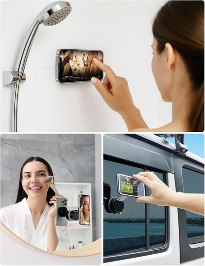 JOYTUTUS Shower Phone Holder, 360 ° Free Adjustment,Reusable Suction Cup Phone Mount for Shower, Mirror, Window & Bathroom, Shower Phone Mount Compatible with iPhone 16, 15, 14, 13, 12 & All Phones