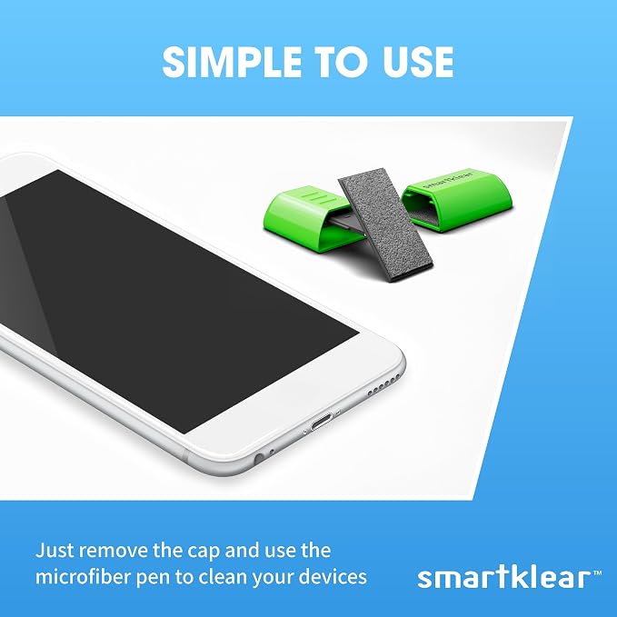 SmartKlear Smart Phone Screen Cleaner - Compatible with iPhones, Androids, and More - Cleaner with Carbon Microfiber Tech-Lime Green-1 Count (Pack of 1)
