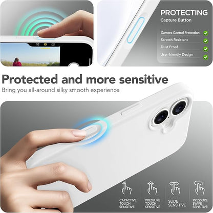 GONEZ Magnetic for iPhone 17 Case, Compatible with MagSafe, [Screen Protector + Camera Lens Protector], Liquid Silicone Anti-Scratch Shockproof Protective Phone Case 6.3 inch, White