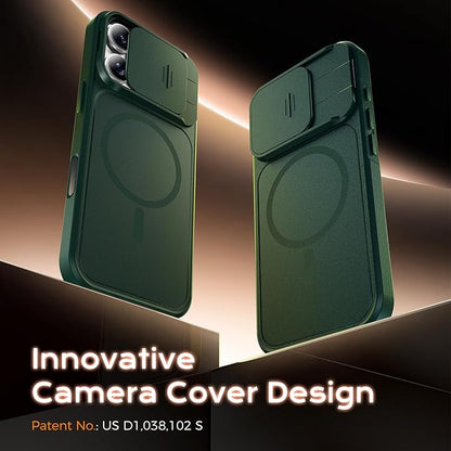 TOCOL for iPhone 16 Pro Case with Slide Camera Cover, Kickstand and Camera Control Button, Fit for MagSafe, Rugged Solid Phone Case, Non-Slip, Drop Protection, Alpine Green