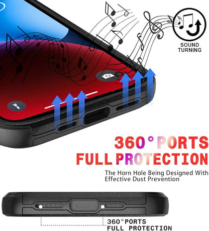 Diverbox for iPhone 14 Case [Shockproof] [Dropproof] [Tempered Glass Screen + Camera Lens Protector] Heavy Duty Protection Phone Case Cover for iPhone 14 6.1inch