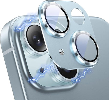 Korecase for iPhone 15/iPhone 15 Plus Camera Lens Protector,9H Metal Tempered Glass Camera Cover Scratch Resistant Case Friendly for iPhone 15 6.1" -Blue