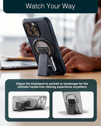 CLCKR for MagSafe Phone Grip for MagSafe Kickstand for Mag Safe Finger Loop, 3-in1 Phone Ring Holder Strap for Mag Safe iPhone 17/16/15/14/13/12 Series, Galaxy S25/S24/S23/S22, Pixel - Lilac