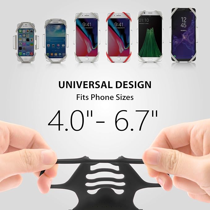 BONE Run Tie, Running Armband Phone Holder, Skin-Friendly & Washable Silicone Sport Armband, Universal Workout Phone Carrier Compatible with 4"-6.7" Smartphones (Gray - Size S/Arm Size 7.9-9.8'')