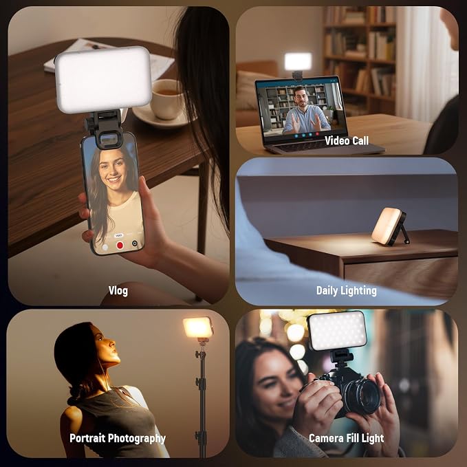 NEEWER Entry Level Version Phone Selfie Light for iPhone, 2500-9000K CRI80 2000mAh Rechargeable Plastic Clip on Makeup Streaming Recording Laptop Computer Video Conference Fill Lighting, N15