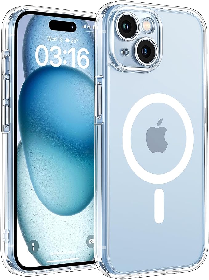 TOCOL Magnetic for iPhone 15 Case Clear, Upgraded Full Camera Protection, Compatible with Magsafe, Drop Protection, Phone Cover for iPhone 15 6.1 inch (Clear)