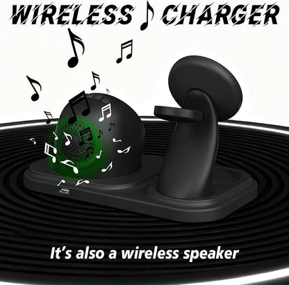 Wireless Charging Station with Clock,6-in-1 Charging Stand for Multiple Devices for iPhone 17 16 15 14 13 12 Pro Max, Apple Watch, Airpods, Bluetooth Speaker + RGB Light