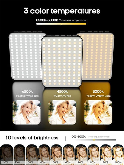 Magnetic Selfie Ring Light with Clip – 128 LED Rechargeable Phone Light for iPhone/Android/Camera/iPad/Laptop – Adjustable Brightness for Video Calls, Makeup, TikTok, YouTube, Live Streaming