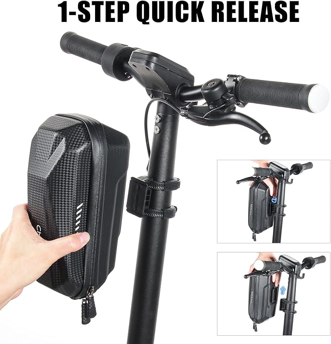 CHICLEW Portable Electric Scooter Bag, Quick Release Scooter Storage Bag with 2L/3L Large Capacity, Waterproof Front Handlebar Bag for Carrying Phone, Wallet, Tools