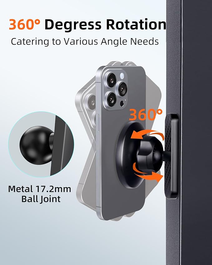 Dual Magnetic Phone Holder for Gym – 360° Rotating Gym Phone Mount Holder for MagSafe, Strong Magnets Cell Phone Holder Compatible with iPhone 16/15/14/13/12 Series Hands-Free Videos(921001)