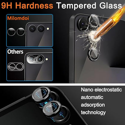 Milomdoi 9 in 1 Screen Protector for Samsung Galaxy Z Flip 7, 3 Inside Flexible Film + 3 Front Tempered Glass + 3 Camera Lens Protector Accessories with Installation Frame,Clear