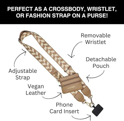 Save the Girls Original Clip and Go Phone Strap Pattern - Crossbody Phone Strap Chain with Zipper Wallet Pouch