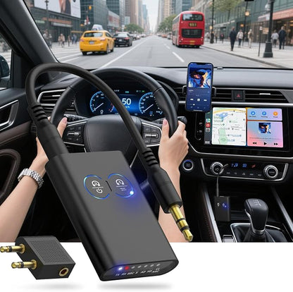 Bluetooth Transmitter Receiver for TV, 2-in-1 Bluetooth 5.3 Adapter with Qualcomm aptX Adaptive Supports 2 AirPods/Headphones Wireless HD Audio Adapter for Airplane, Car, Gym, Home Stereo