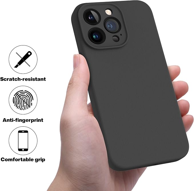 OTOFLY Designed for iPhone 13 Pro Max Case, Silicone Shockproof Slim Thin Phone Case with Camera Lens Protector for iPhone 13 Pro Max 6.7 inch (Black)