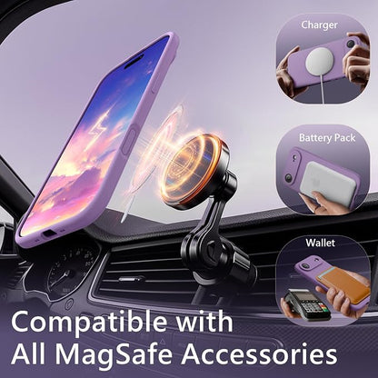 FireNova Magnetic for iPhone Air Case, Compatible with MagSafe, [Integrated Silicone Camera Control Button] [Camera Protection] Microfiber Lining Phone Case for iPhone 17 Air, 6.5", Light Purple