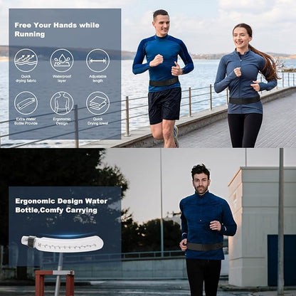 Ultimate Running Belt for Women and Men, Water Proof Running Belts Fanny Pack with Water Bottle, Slim Running Bag Belts with Phone Holder Bottle Holder Adjustable Fit for Runner (Medium)