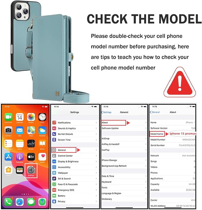 for Wallet Case Compatible with iPhone 15 Pro Max,Multi-Function Detachable 2 in 1 Magnetic iPhone 15 Pro Max Case Wallet,Flip Strap Zipper Card Holder Phone Case with Shoulder Straps (Blue)