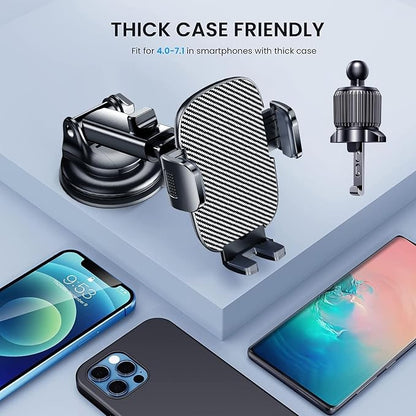 TICILFO Phone Mount for Car Phone Holder [Military-Grade Suction & Stable Clip] Car Phone Holder Mount Windshield Dashboard Air Vent Universal Automobile Mount Fit for All Dash Mounting Kits iPhone