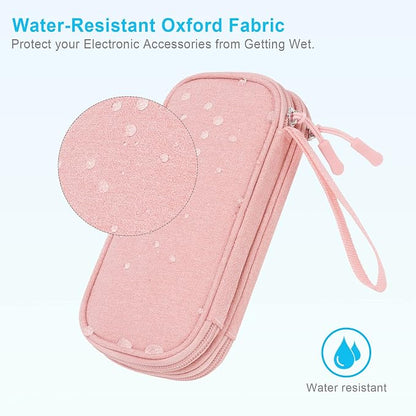 Lacdo Electronic Organizer, Travel Cable Organizer Bag Pouch Tech Electronic Accessories Carry Case Portable Double Layer Charger Case for Cable, Cord, Charger, Phone, Earphone, Power Bank, Light Pink