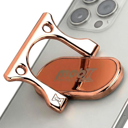Patented 3-Finger Phone Grip & Stand - Comfortable & Secure Loop Holder for iPhone & Android - Ultra-Slim Zinc Alloy - Magnetic Mount Ready - Cell Phone Ring Alternative [Rose Gold]
