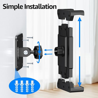 Urmust Universal Tablet Wall Mount Holder, 360 Adjustable, for 4.7-15.6" Devices, iPad, iPhone, Galaxy Tab, Surface Pro, Sturdy Aluminum Wall Phone Holder, for Home, Office & Public Spaces