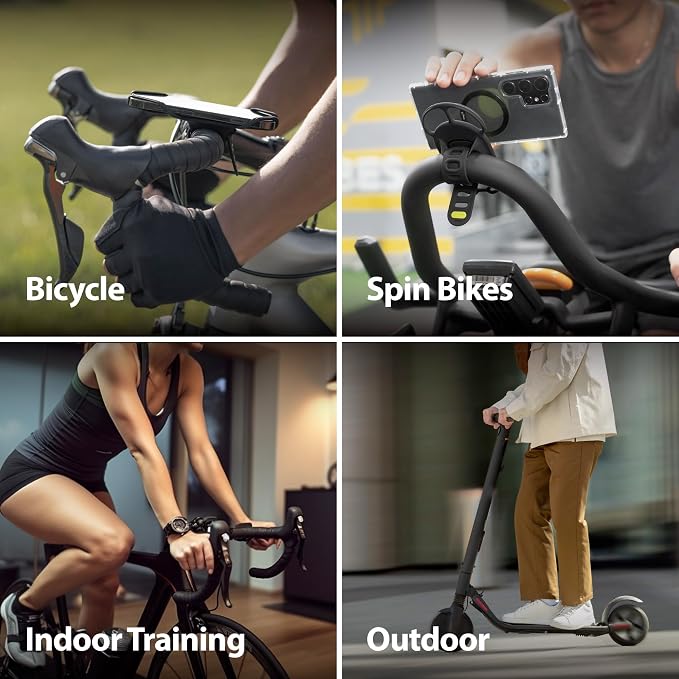 BONE Bike Tie 4 Magnetic, Magnetic Bike Phone Mount, Scratch-Free Silicone Holder with Shock-Absorbing Design, Cycling Phone Holder Compatible with Most Smartphones (with Magnet Sticker)