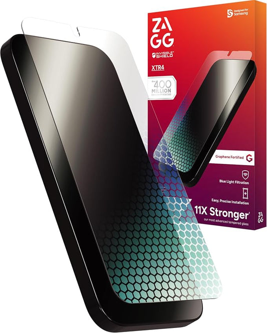 ZAGG XTR4 Glass Samsung Galaxy S24 FE Screen Protector – 11X Stronger, Tempered Glass with Graphene, Blue Light Filtering, Anti-Reflective, Easy Installation, Recycled Content