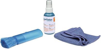 Manhattan Screen & Keyboard Cleaner Kit – 2 oz - Non-Alcohol Cleaning Spray with Microfiber Cloth & Keyboard Brush - for TV, Computer, Laptop, Monitor, LED, LCD, Electronic Devices - 421010